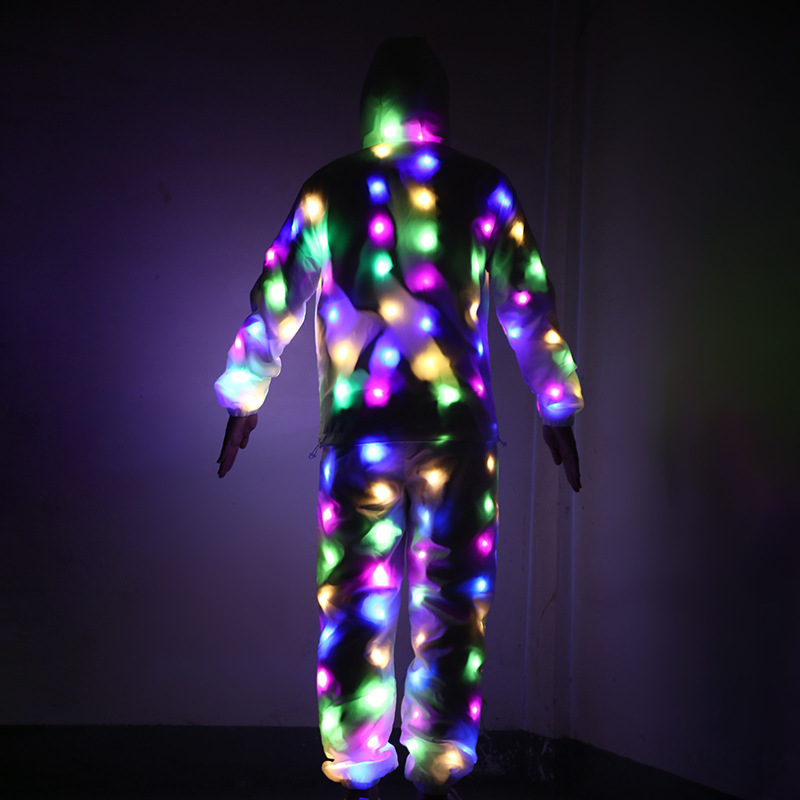 Led発光衣装ダンスDJナイトクラブステージストリートダンス衣装ゴーストステップダンスライトスーツクールライトジャケットコートパンツ