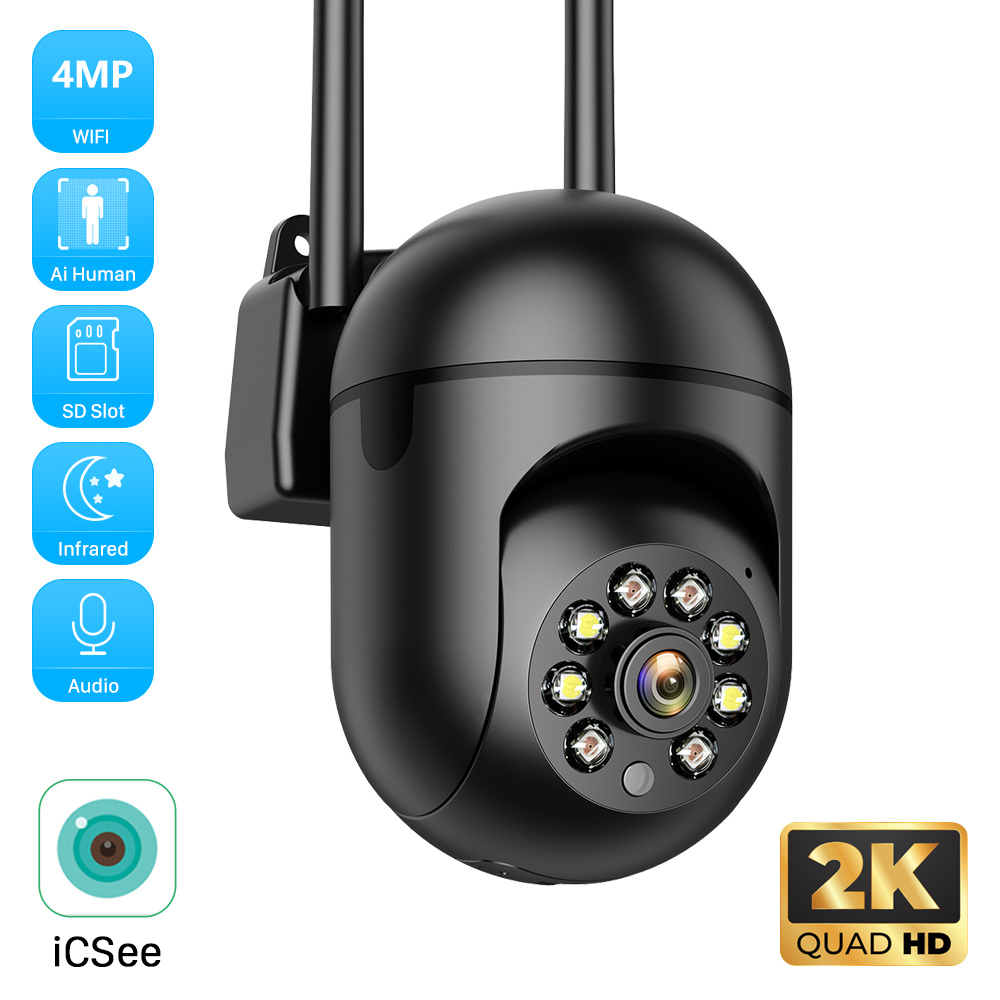 iCSee 4MP 2K PTZ WiFi IP カメラ 5MP 2MP Ai 人間検出自動追跡ナイトビジョン屋外セキュリティビデオ監視