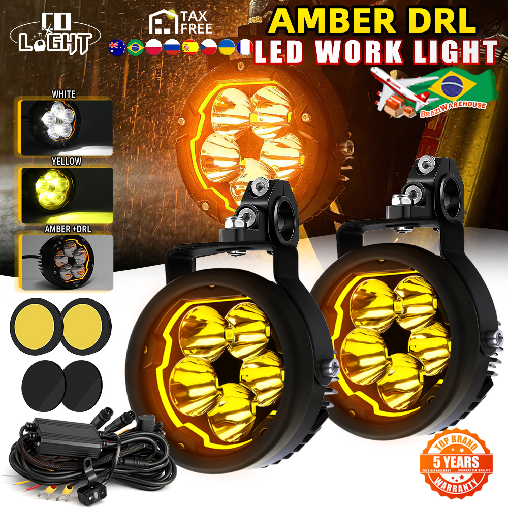 CO LIGHT 新しい 4 インチ LED ワークライトポッド黄色 DRL スポットフォグランプオフロード使用トラック SUV オートバイ ATV ボート 12V 24V