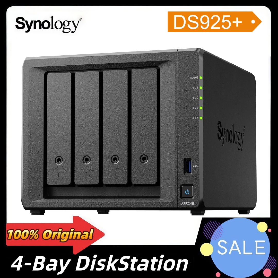 Synology DS925 4 ベイ NAS エンクロージャ 4GB DDR4 ECC SODIMM 4 ベイ DiskStation ネットワーク クラウド ストレージ サーバー (ディスクレス)