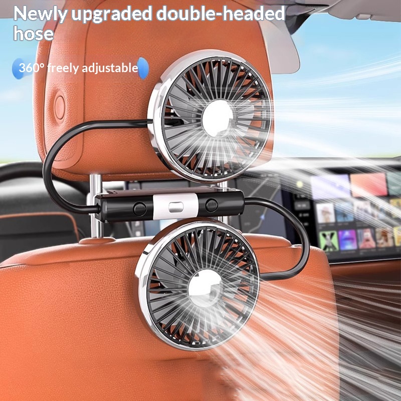 2026 新しいカーファンリア専用 usb ダブルヘッド小型電動ファン 12v24v カーシートトラック大風