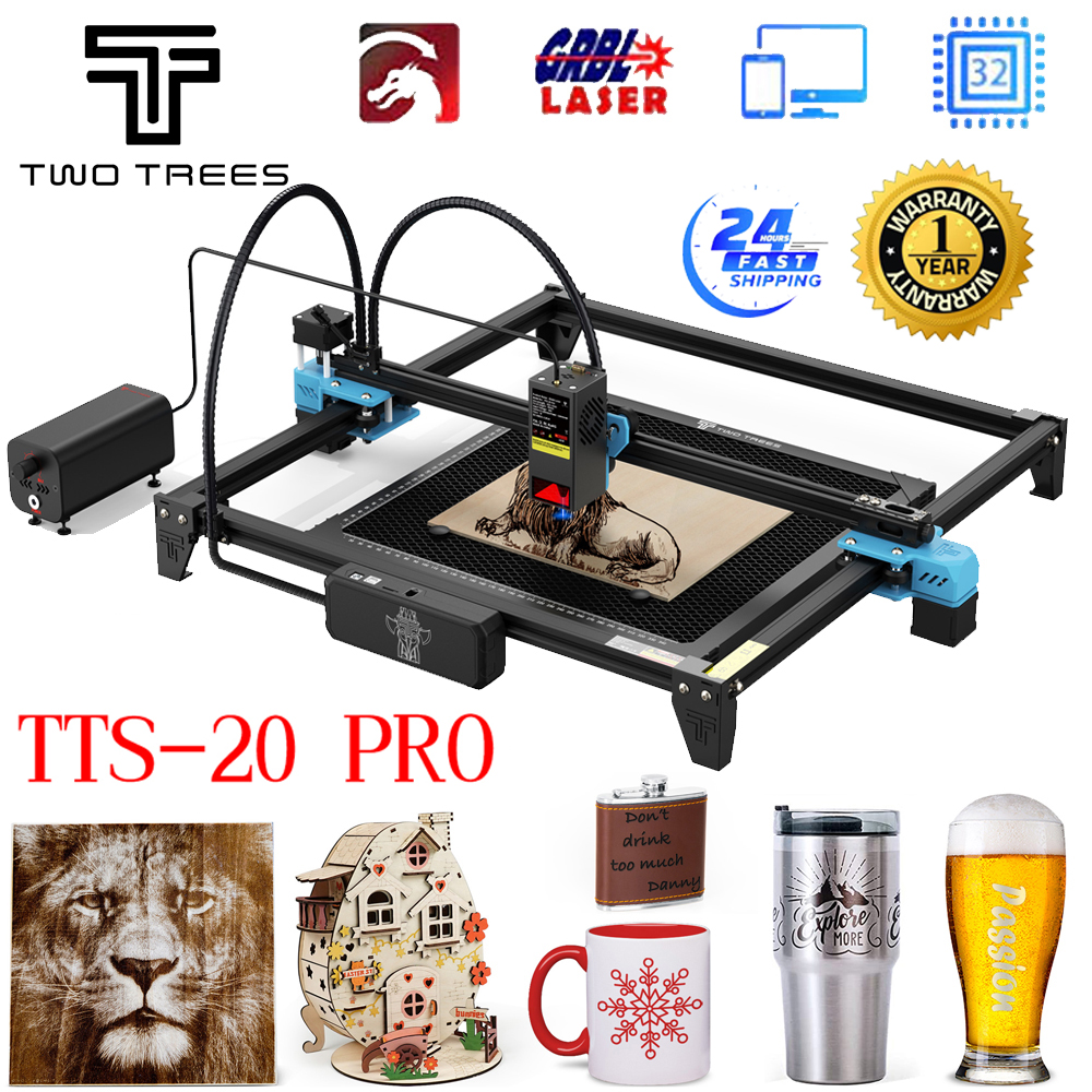 TwoTrees 130 ワット CNC レーザー彫刻機 TTS-20 プロアプリ Wifi 制御ガラス金属レーザー彫刻機木材革切断機