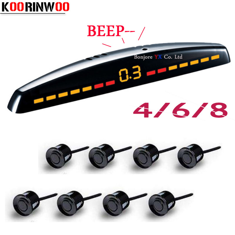 Koorinwoo Parktronics 駐車場センサー 8/6/4 センサー バックアップレーダー探知機 駐車場センサー LED モニターシステム 自動車