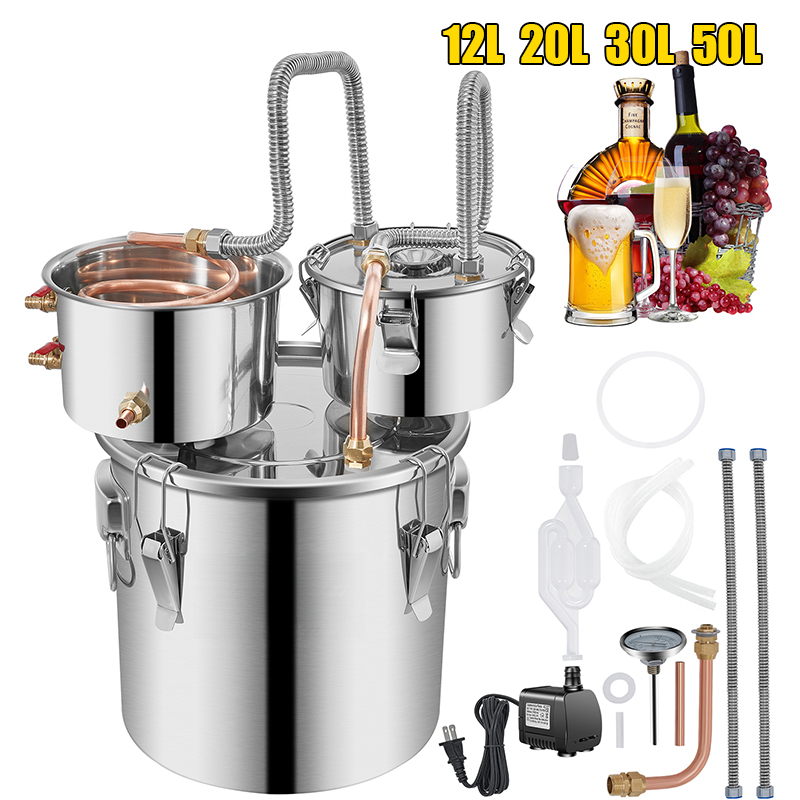 12L 20L 30L 50L アルコール醸造蒸留器 DIY 密造酒装置ステンレス鋼スティルウイスキービールブランデー家電