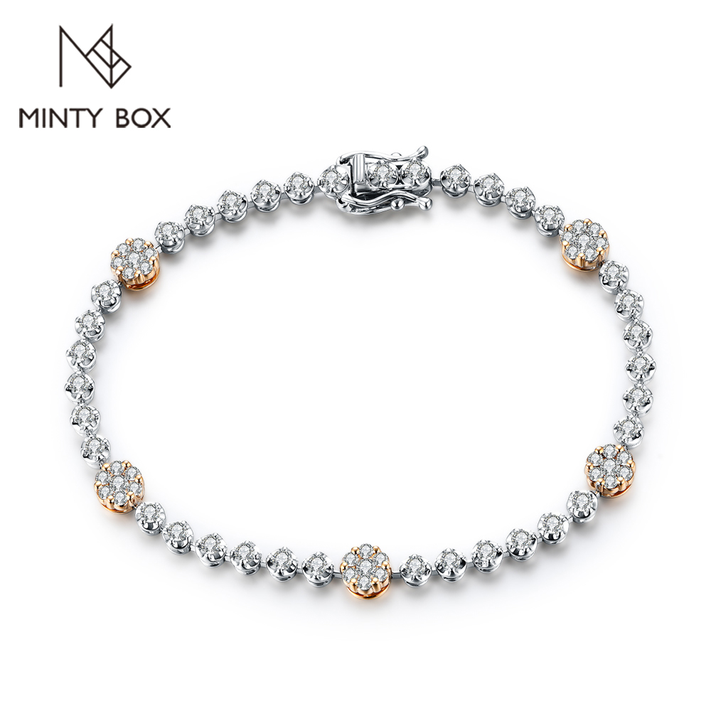 MINTYBOX S925 スターリングシルバーすべてモアッサナイトテニスブレスレット女性用 D VVS1 ダイヤモンド 18 18k ゴールドメッキ結婚式ファインジュエリーギフト