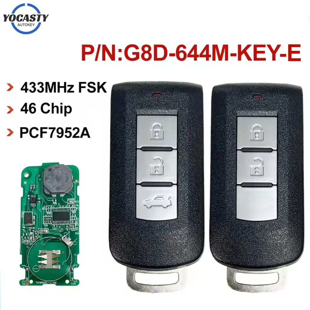 P/N:G8D-644M-KEY 2/3 ボタン 433MHz FSK PCF7952A 46 チップスマートリモートキー 8637A662 三菱 ASX ランサーアウトランダー用