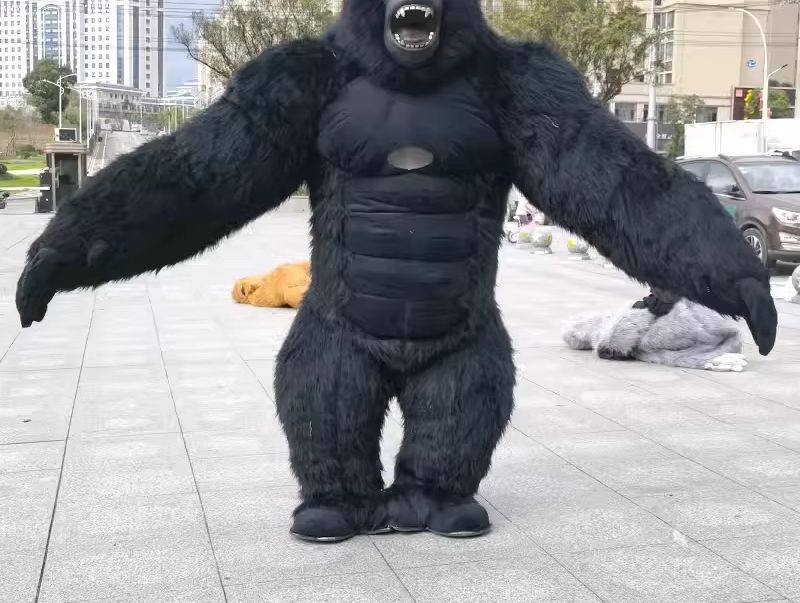 実生活インフレータブルゴリラ衣装フルマスコットスーツ巨大な大人の毛皮ゴリラコスプレファンシードレスイベントパーティー用