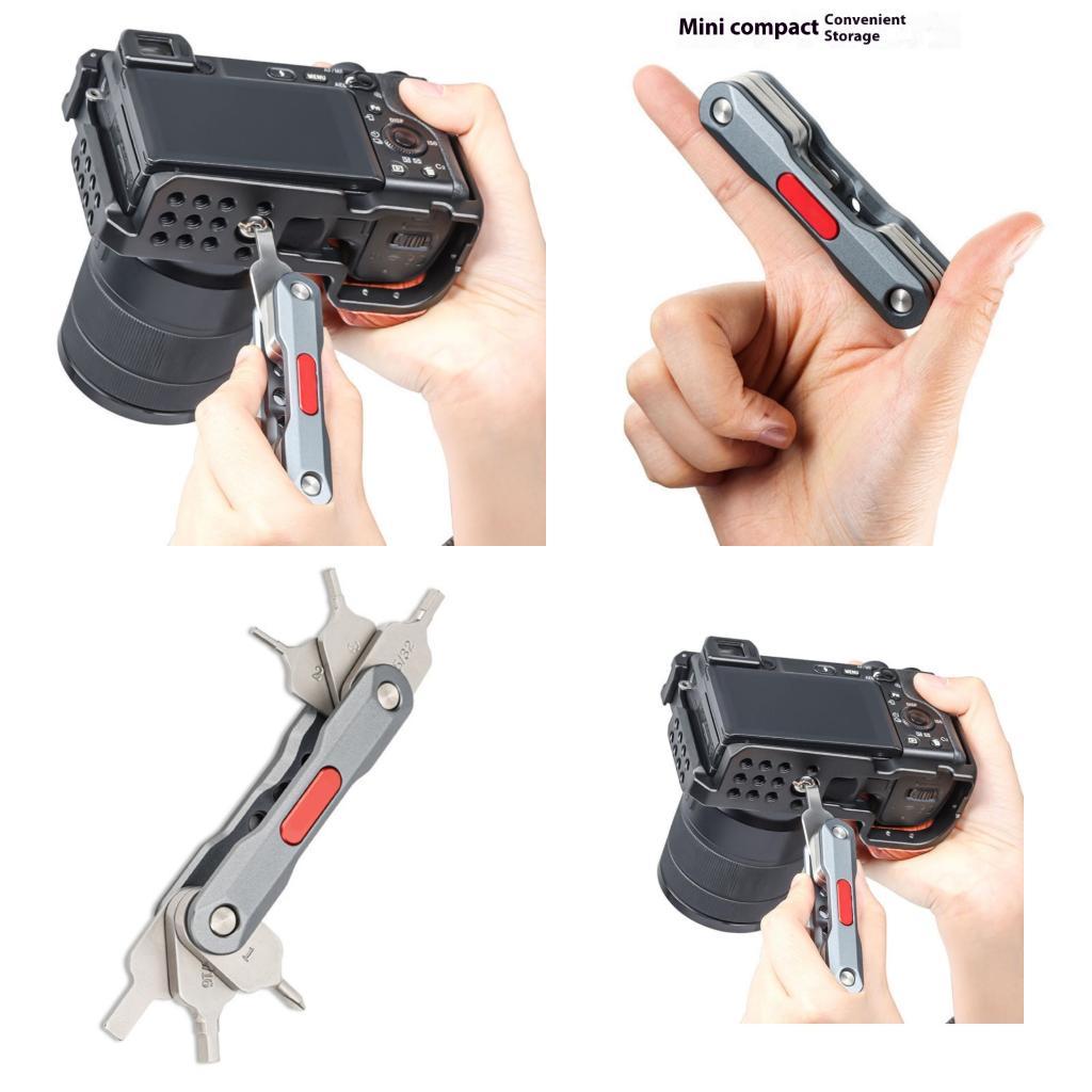 プロのデジタルカメラ修復ツール 6 in 1 折りたたみドライバーユニバーサルフィット耐久性アルミニウム構造 D2RC