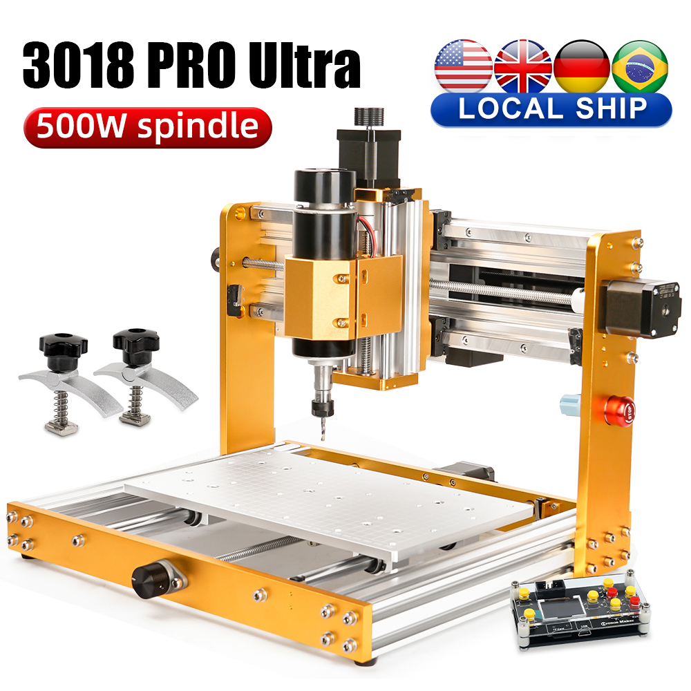 3018 Pro ウルトラ CNC ルーター 500W 全金属彫刻機リミットスイッチ緊急停止 GRBL オフライン金属、木材、アクリル、PCB MDF 用