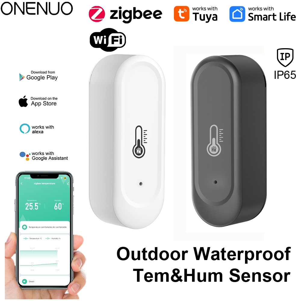 IP65 防水屋外 Zigbee または WiFi 温度湿度センサーホーム Tuya 温度計互換性黒または白の色