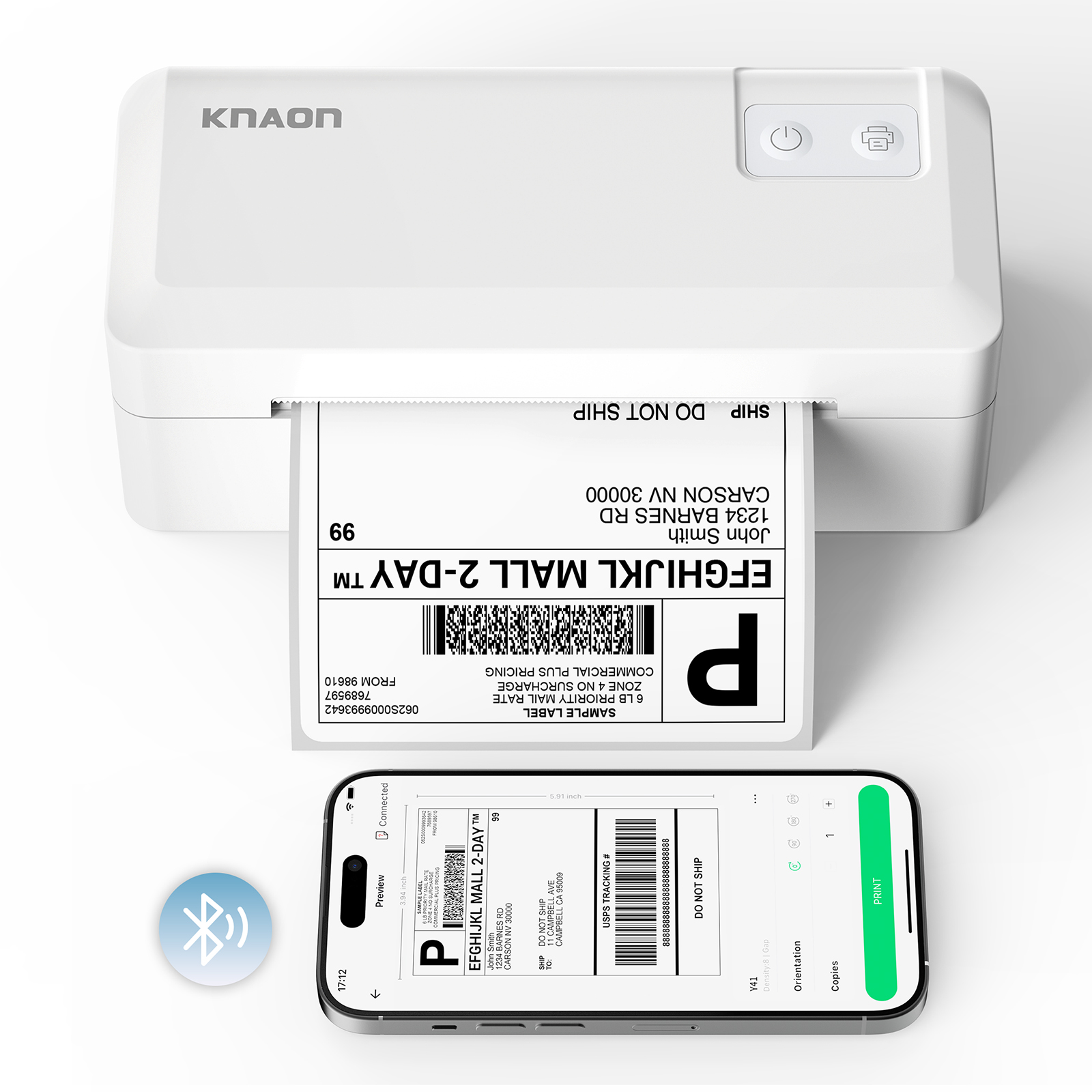 感熱配送ラベルプリンター、中小企業および家庭用4x6 Bluetoothラベルプリンター、iPhone、Android、Windows、Mac、Chromebookをサポート