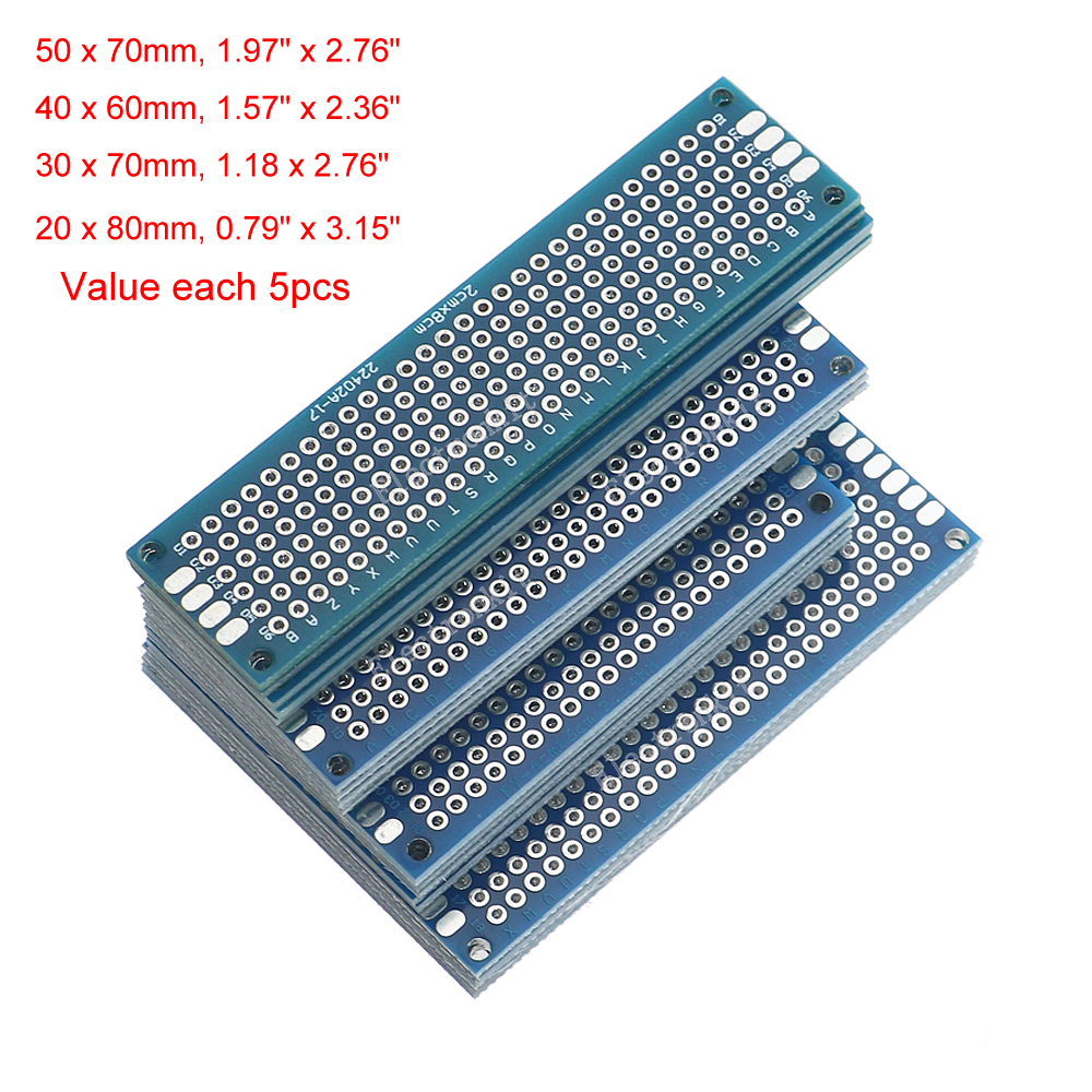 20 個ブルー PCB ボードブレッドボード両面 3 × 7 4 × 6 5 × 7 7 × 9 センチメートルユニバーサル PCB 実験プロトタイプ回路基板 Diy 電子