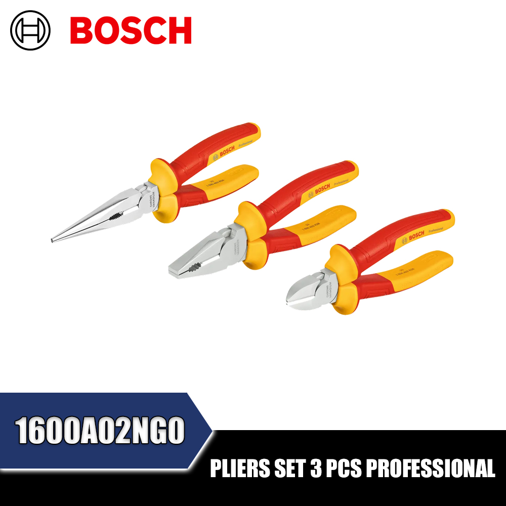 BOSCH VDEプライヤーセット 3本セット プロ用ハンドツール 斜めペンチ ラジオペンチ 1600A02NG0