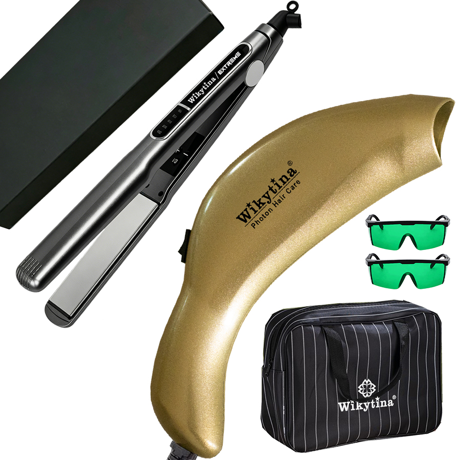 Style 2in1 Hair Straightener Curler Nano Titanium Red Light Therapy Hair Growth Anti Hair Loss Painless Home Use Kit