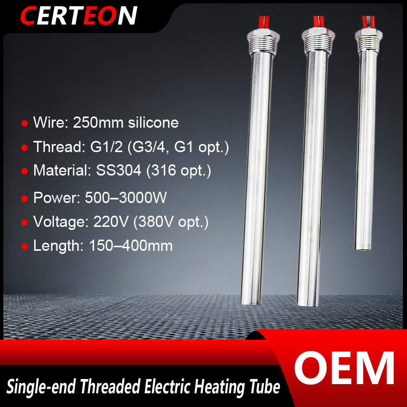電気発熱体 G1/2 スレッド浸漬ヒーターロッドステンレス鋼 220V 500W‑3000W 水タンクカートリッジヒーター