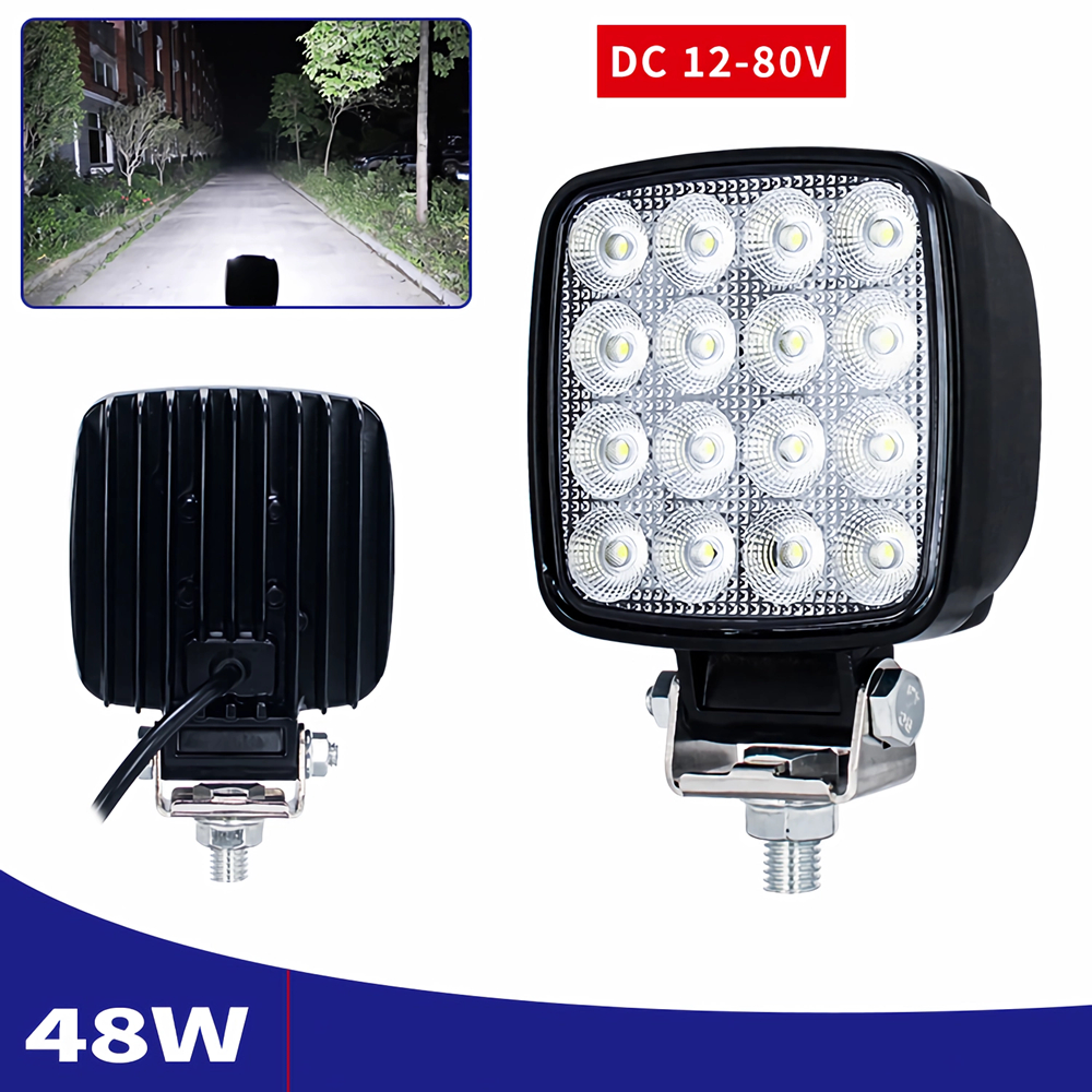 2 個 LED ワークライト 12 V-80 V 最大 48 ワットヘッドライトローダーフォークリフト掘削機作業ランプ洪水照明アルミ合金