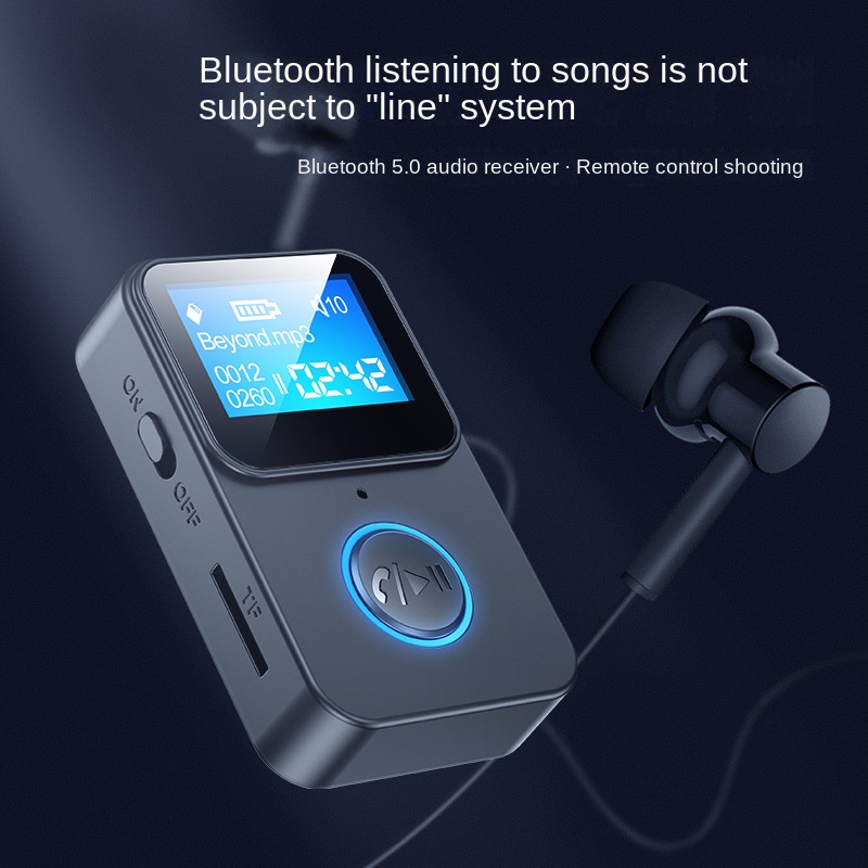 Bluetooth 5.0 オーディオレシーバーサポート TF カード MP3 プレーヤーロスレス FM トランスミッターリモコンワイヤレスオーディオアダプターウォークマン