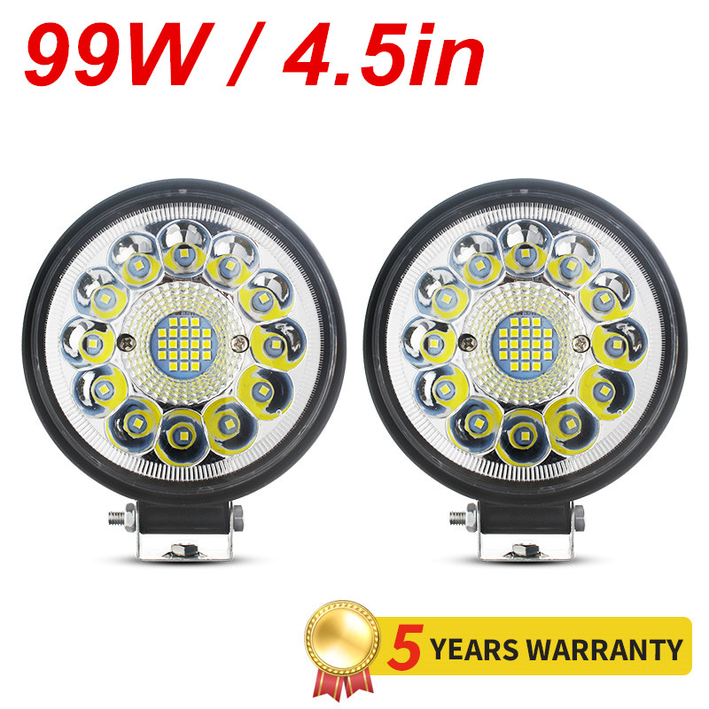4.5 インチ 99 ワット LED ライトバー/ワークライトスポットオフロード 4 × 4 LED バートラック SUV 4WD ボート ATV ジープトラクターヘッドライト 12V 24V