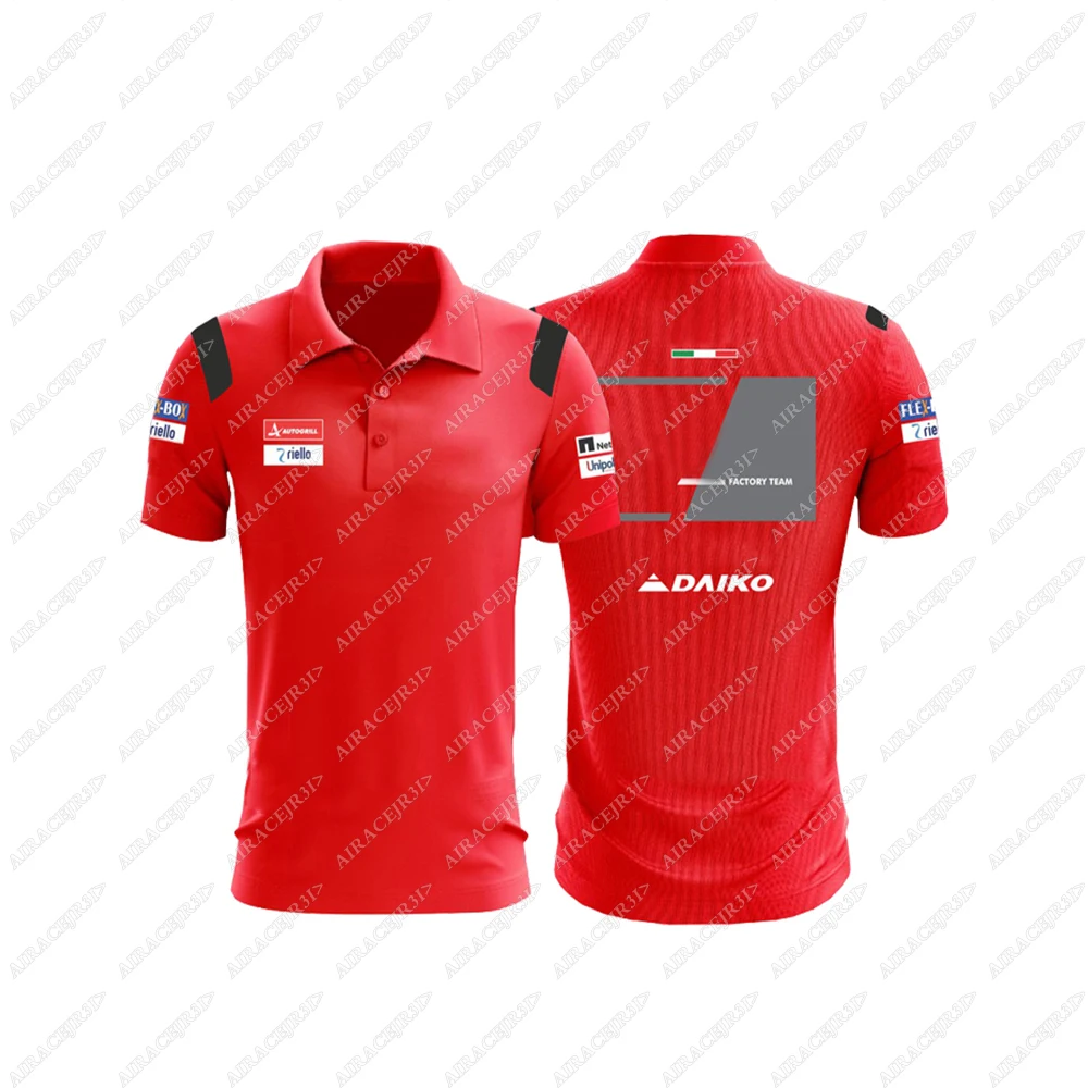 モト GP オートバイ Ducati ポロシャツ CORSE メンズスーパーバイク Tシャツスポーツレーシングチーム夏通気性色褪せない赤黒