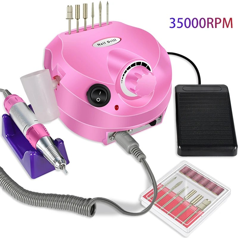 35000RPM 電動ネイルドリルプロフェッショナルマニキュアマシンネイルサンダーネイルドリルビットポータブルネイルサロン爪やすりキット