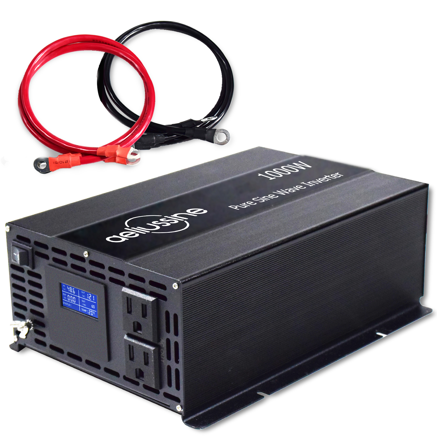 2000W ピーク純粋正弦波ソーラーインバータ電力 1000W 12V/24V/36V/48V DC から 120V/220V/230V/240V AC 電圧コンバータ LCD ディスプレイ