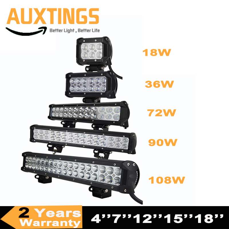 4 7 12 15 18 インチ 18 ワット 108 ワット LED ワークライトバードライビングライトオートバイトラクターボートオフロード 4WD 4x4 トラック SUV ATV ボート
