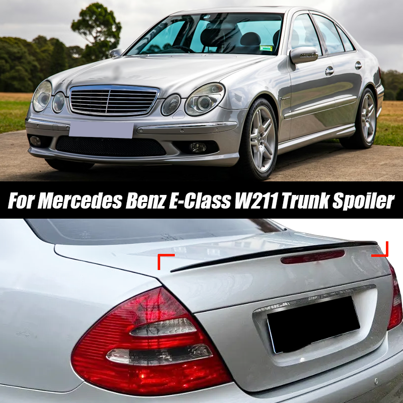 メルセデスベンツアクセサリー E クラス W211 車のリアトランクスポイラーウインググロスブラック軟質プラスチックボディキット