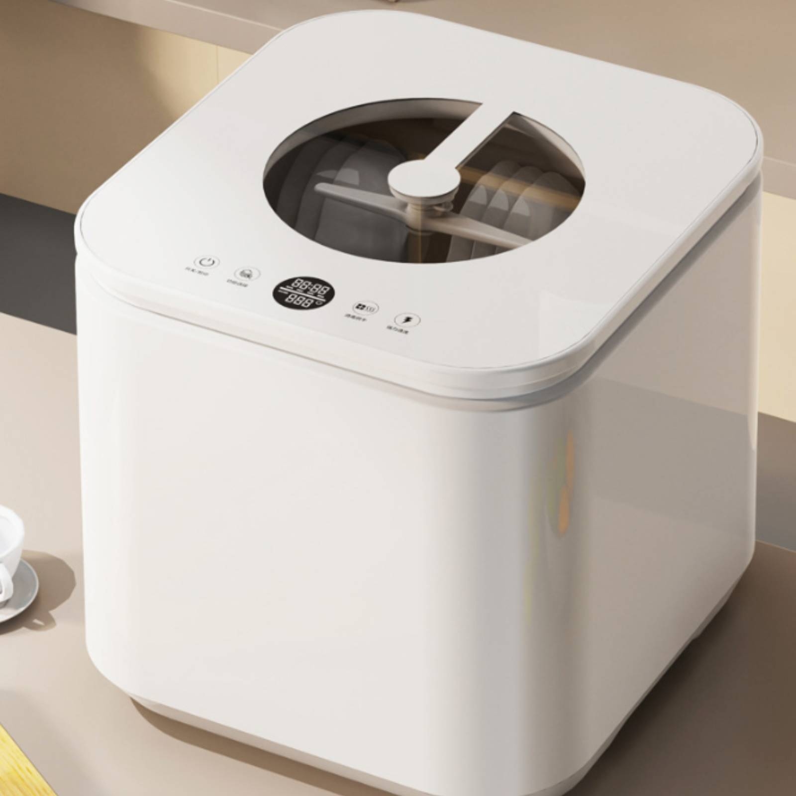 トップオープン食器洗い機透明な表示窓卓上食器洗い機カウンタートップ用ミニ食器洗い機コントロールパネル