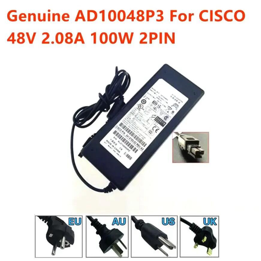 本物の 48 V 2.08A 2PIN AC DC アダプタ電源 100 ワット AD10048P3 CISCO ASA 5505 WLC2106 ASA5505 341-0183-02 ファイアウォール充電器