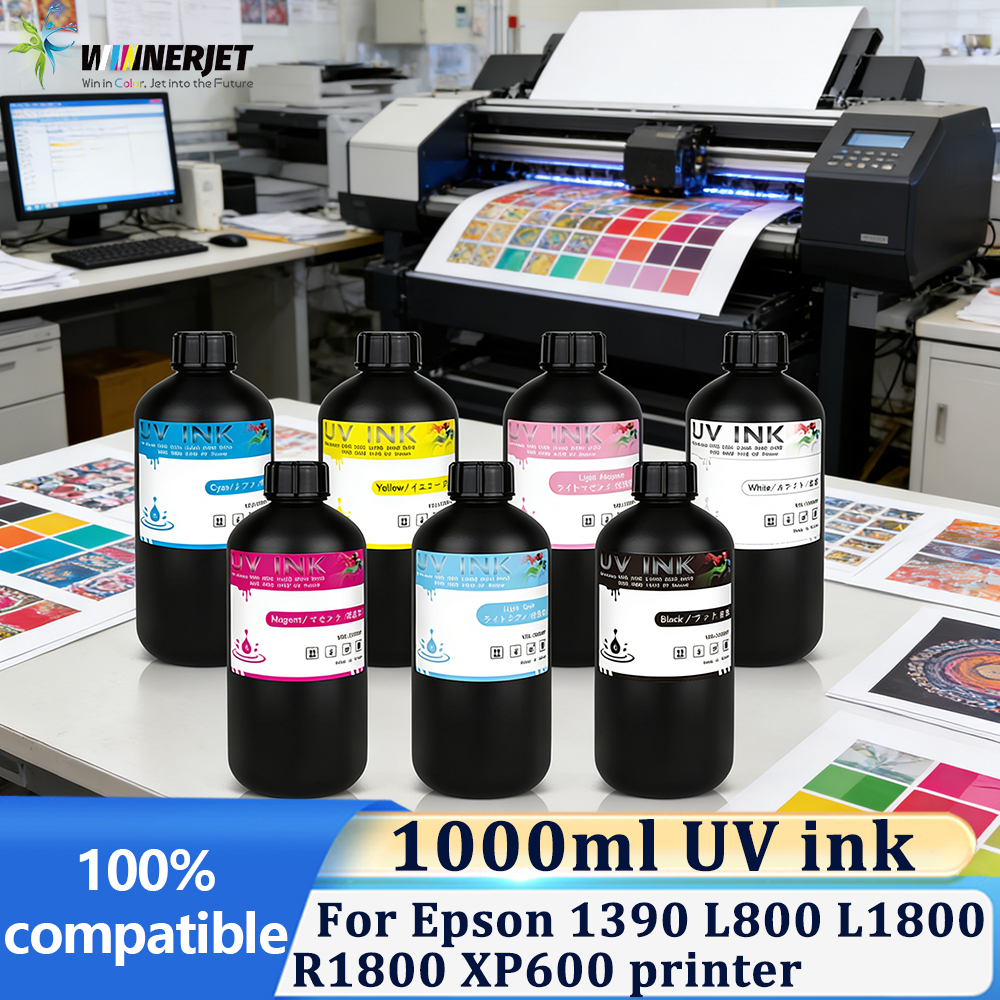 Winnerjet LED UV インク 1000 ミリリットルエプソン L800 L805 L1800 R290 R330 1390 1400 1410 UV プリンタすべての UV プリンタインクエプソン UV インク