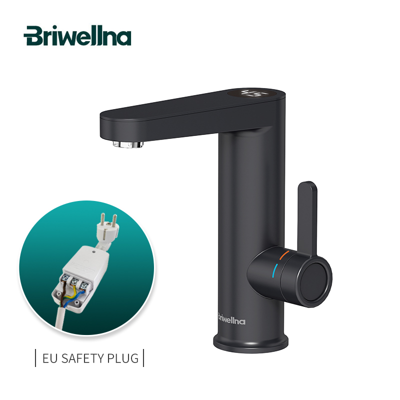 Briwellna 電気温水器温水蛇口 2 in 1 洗面器タップタンクレス間欠泉 220V インスタント給湯器蛇口英国プラグ