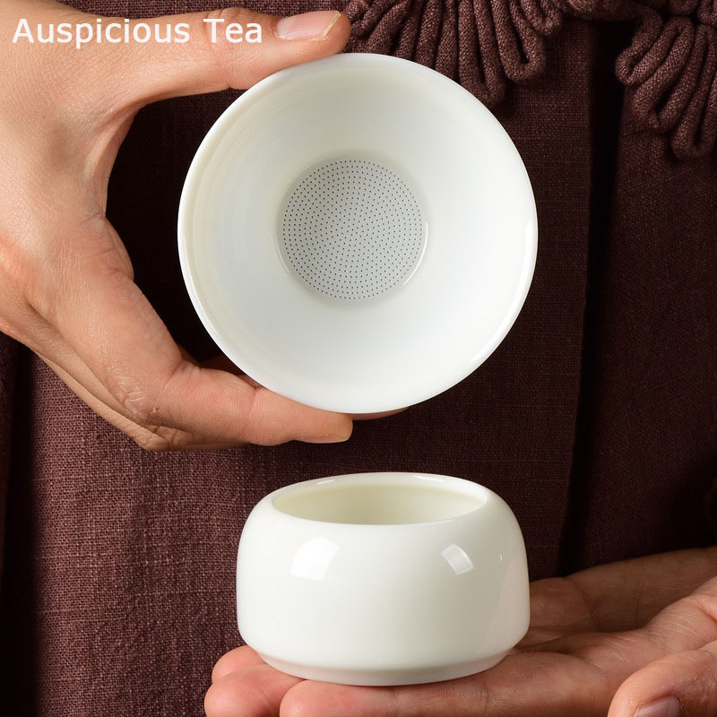 マトン脂肪翡翠純白茶漏れ白磁カンフー家庭用茶セット茶フィルター茶道アクセサリーカスタマイズ