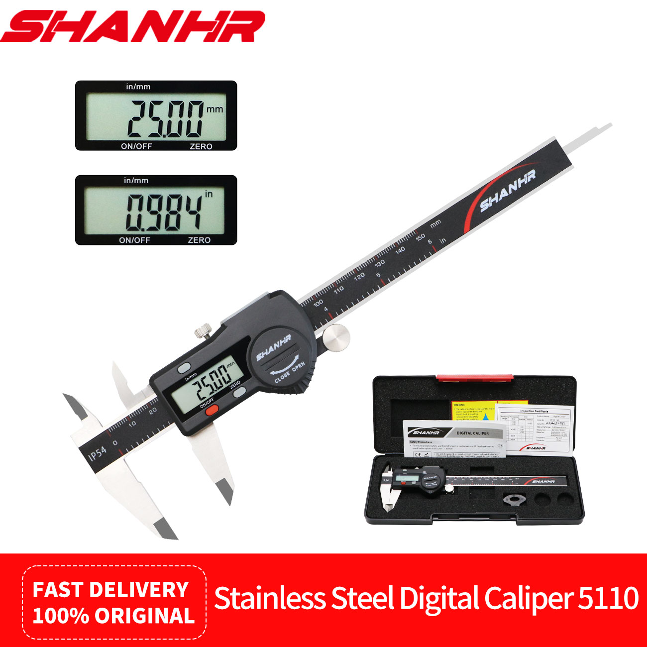 SHANHR 150/200/300 ミリメートルデジタル電子ノギス定規 IP54 デジタルノギスデジタルノギスステンレス鋼ノギス