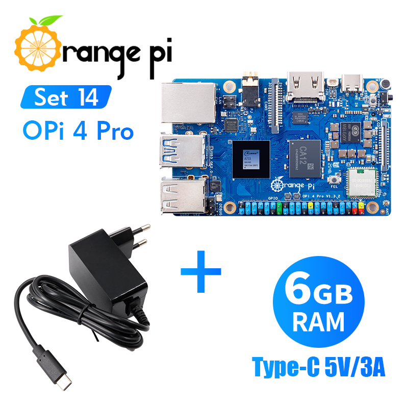 オレンジ Pi 4 Pro 6G 5V3A TypeC 電源 Allwinner A733 DDR5 ミニ PC WiFi BT M2 PCIE SSD デュアル MIPI-CSI 3TOPS NPU SBC ボード
