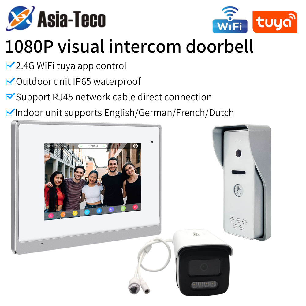 Tuya Wifi 7 インチ 1080P IP ビデオドアベルインターホンシステムホームビデオドア電話 Poe スイッチ 65 防水ドアベルアプリロック解除