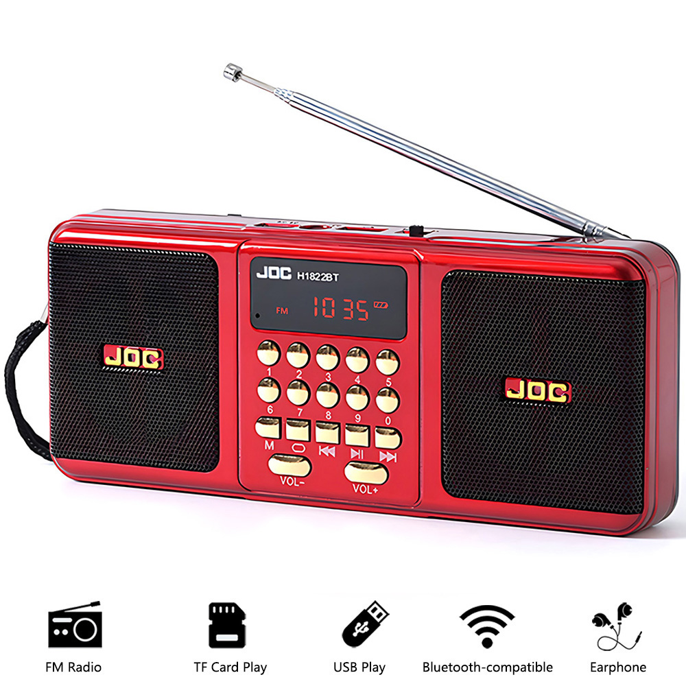 ポータブルステレオ FM ラジオワイヤレススピーカー充電式バッテリーサポート TF カード USB Bluetooth 互換スピーカー FM レシーバー付き
