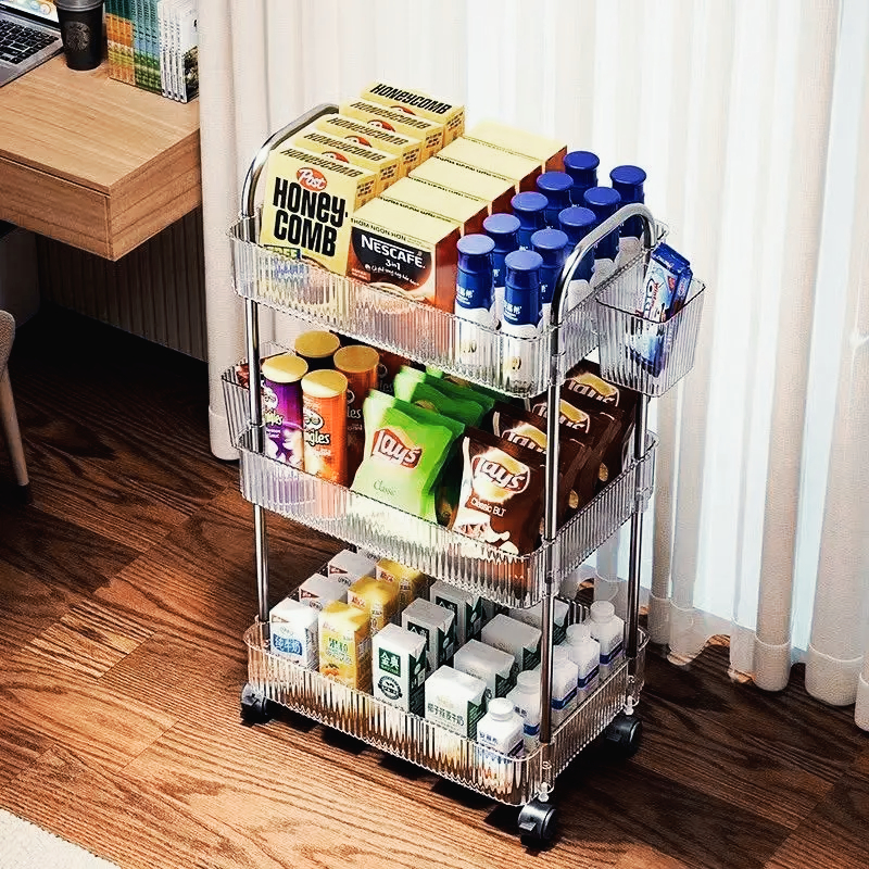 多機能収納棚トロリー、コーヒー用サービングカート、モバイル食料品カート、ティーキッチントロリー