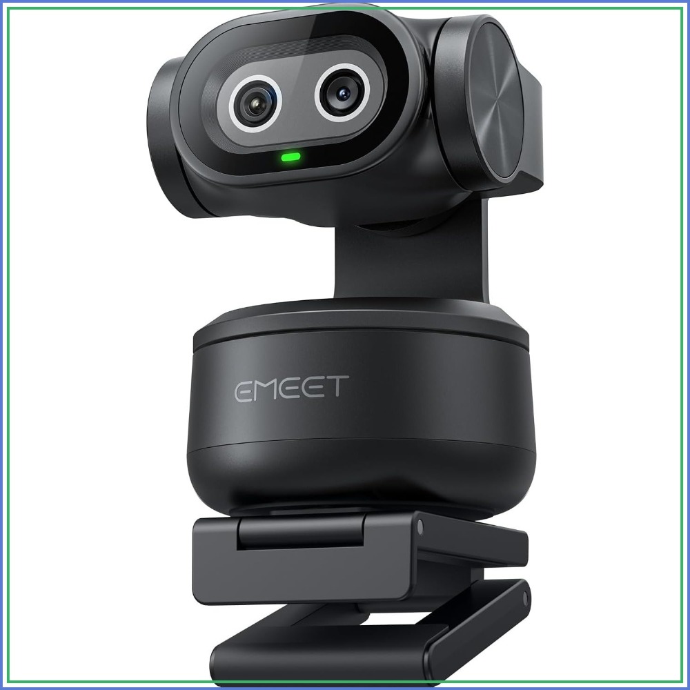 デュアルカメラAI PTZ 2Kウェブカメラ（自動追跡、ジェスチャーコントロール、マイク3個、310°パン、ストリーミング用）