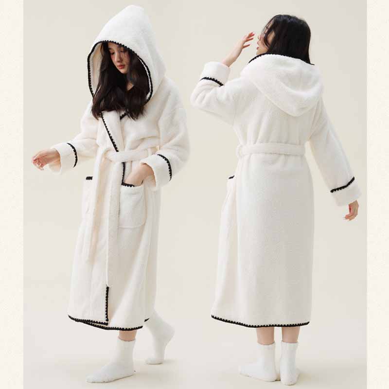 サンゴフリース肥厚ローブ女性のセクシーなバスローブ冬のフランネル無地女性ネグリジェ着物カジュアルホームウェアパジャマ