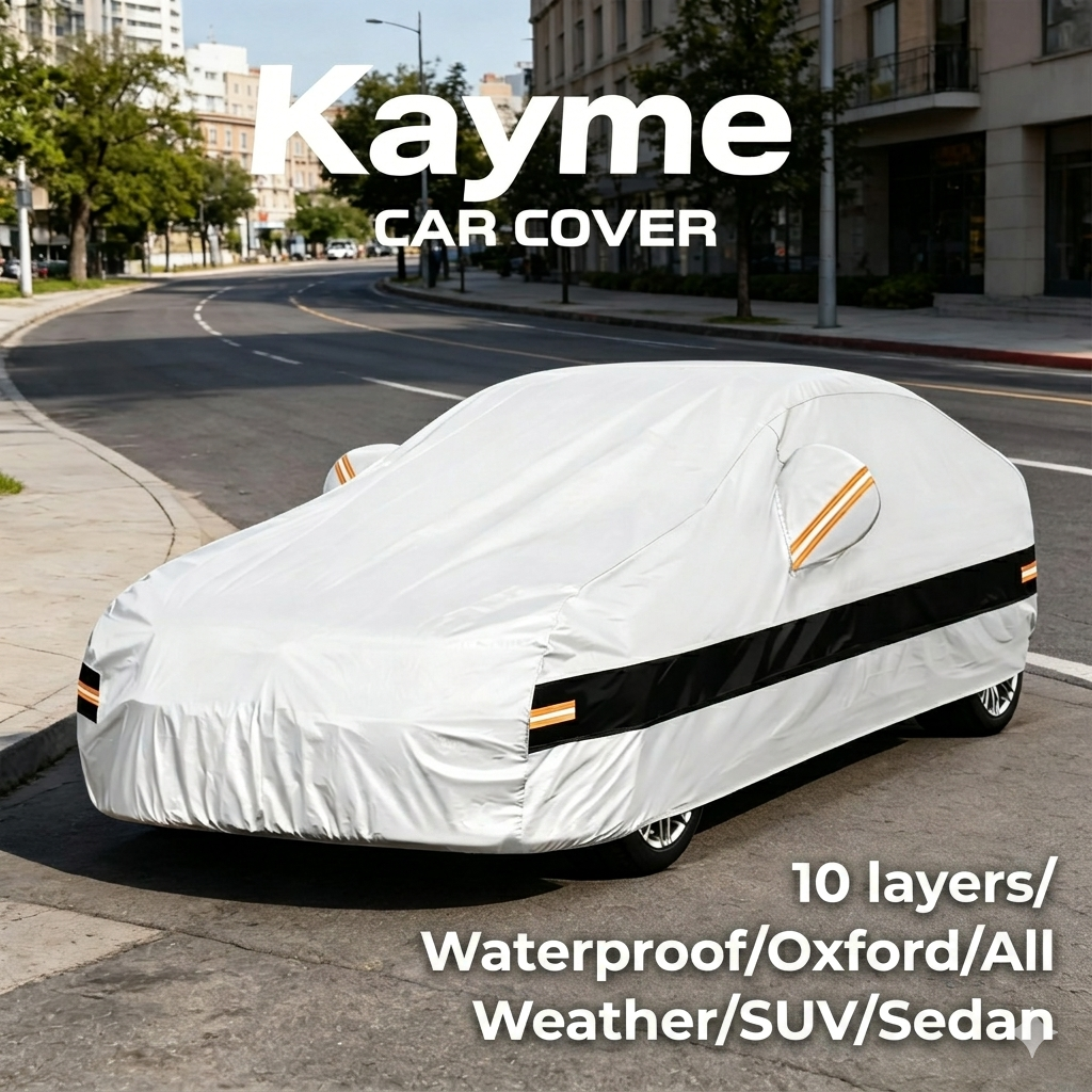 Kayme 10 層カーカバー防水全天候型自動車用 100% 防水屋外カーカバー雨雪 UV 防塵