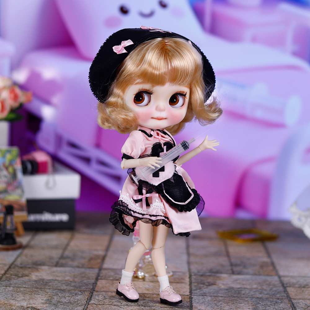 ICY DBS ブライス人形 1/6 BJD ゴールドカーリーヘア カスタマイズされた手彫りの眉毛、唇、顔のギフト 男性と女性向け