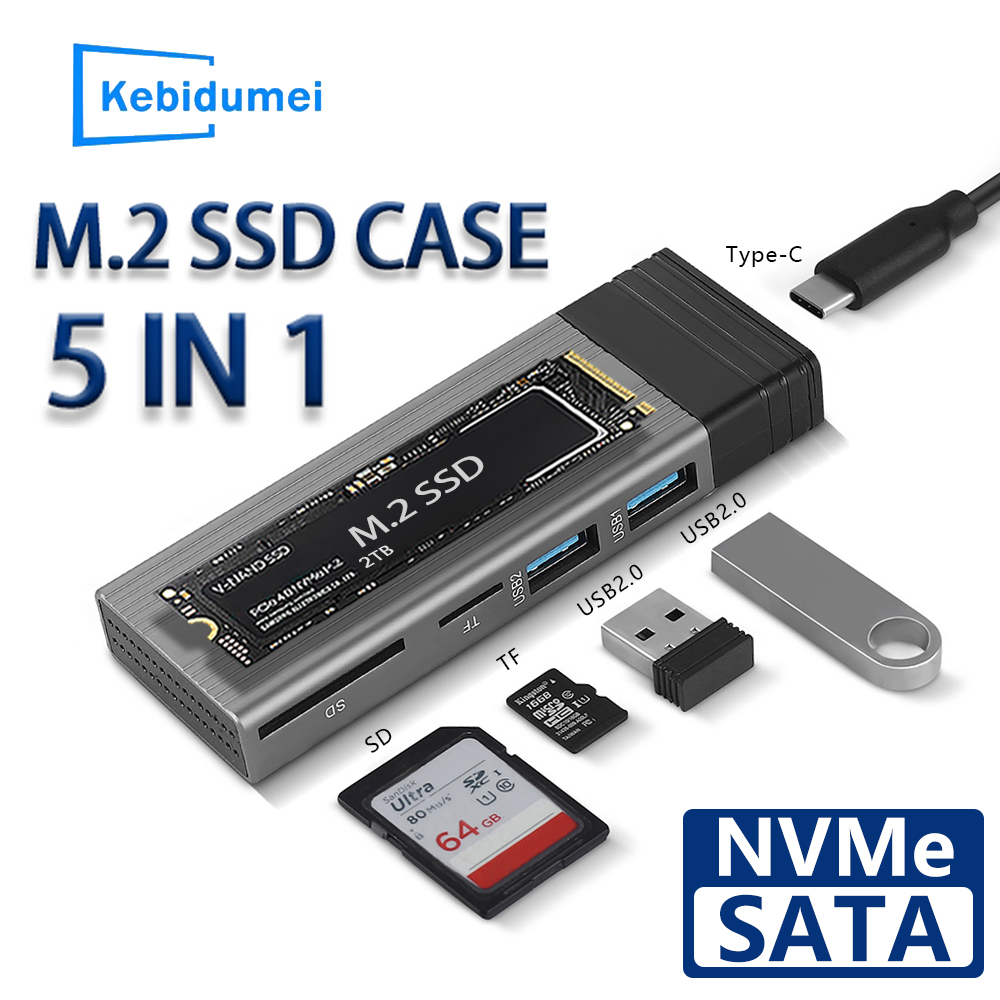 M2 SSD ケース NVME SATA デュアルプロトコル M.2 - USB タイプ C ハブ SSD アダプター PCIE NGFF ディスクボックス USB C スプリッターサポート Macbook Pro