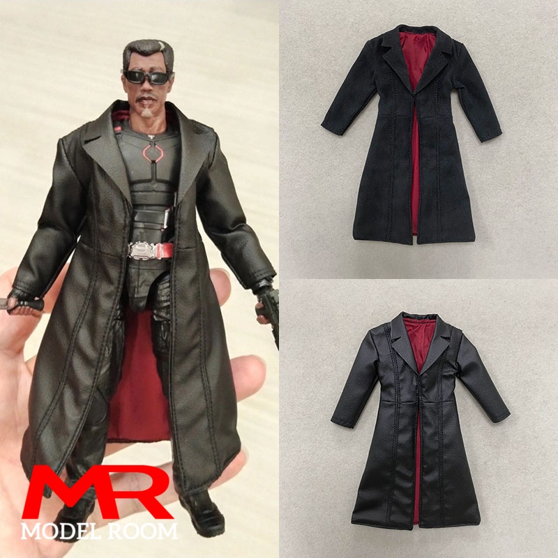 1/12 スケール男性黒ロングレザーコート生地ウインドブレーカー服モデルフィット 6 インチ Notaman メズコ兵士アクションフィギュアボディ