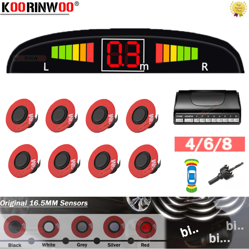 Koorinwoo スマートシステム車の LED モニターオリジナル 13 ミリメートル Parkmaster 車センサー 4/6/8 カラフルなセキュリティ車探知機レーダートランク