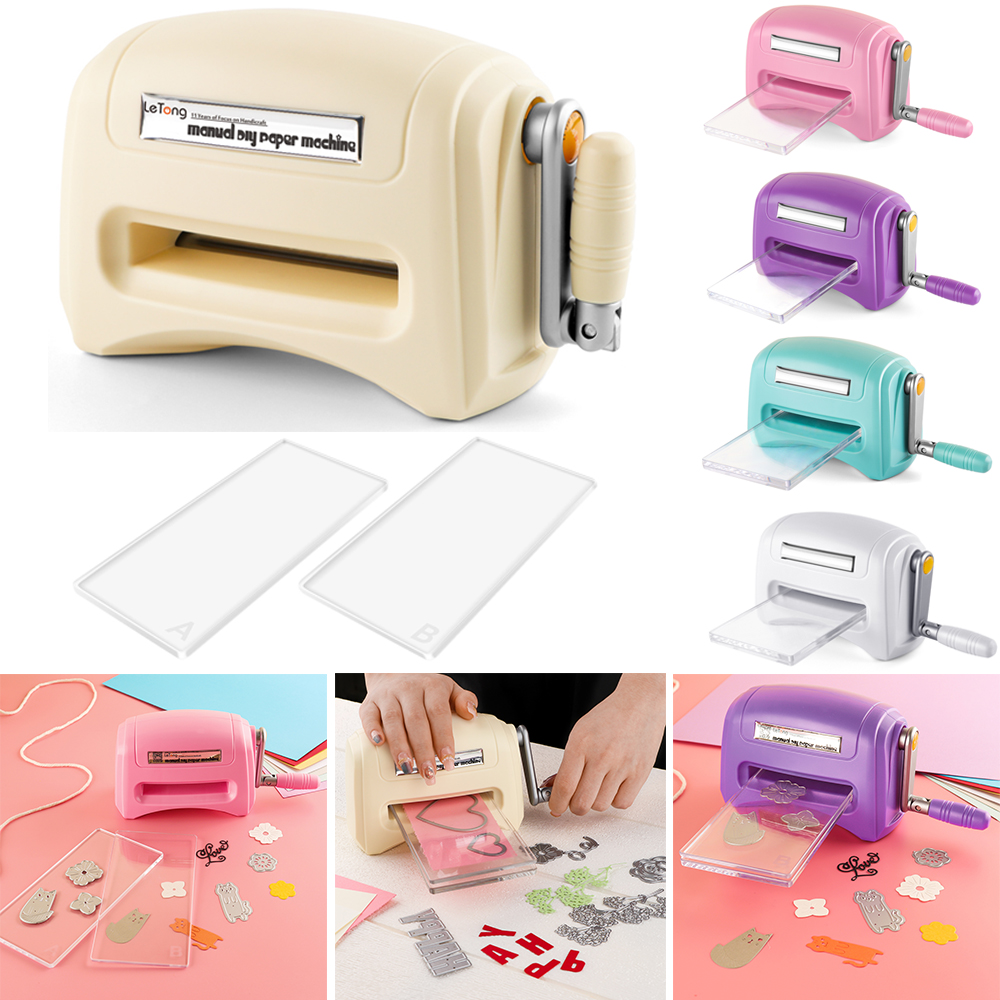 ミニ手動ダイカットとエンボス加工機ベージュ色 DIY ハンドクラフトダイカットマシンクラフトスクラップブッキングアルバム切削工具