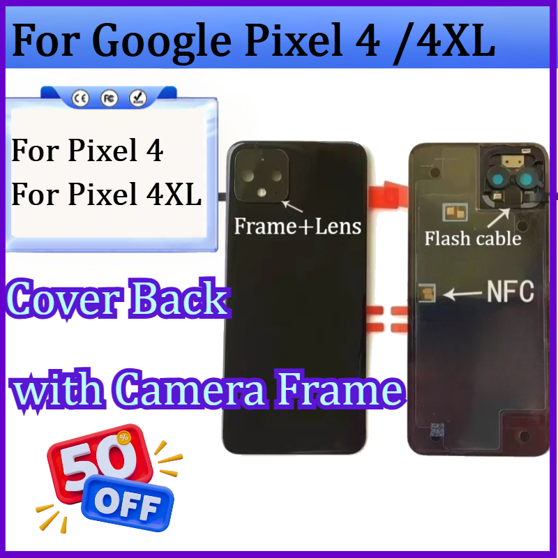 Google ピクセル 4 バッテリーカバーバックハウジングリアケース Google ピクセル 4XL バックバッテリードアとカメラフレーム