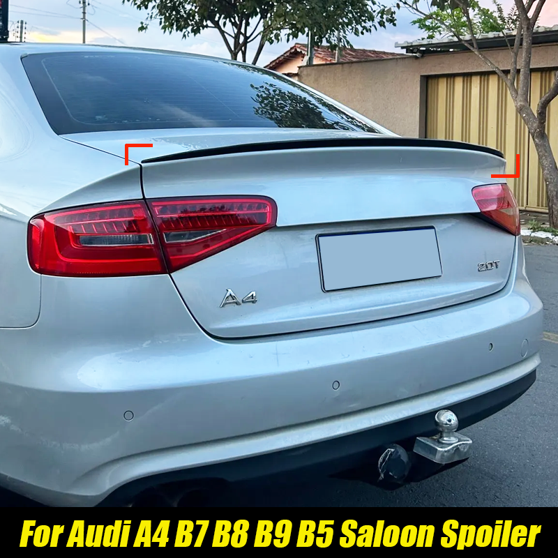 アウディアクセサリー A4 B8 B9.5 B5 B6 B7 サルーン 2004 車のリアトランクスポイラーウインググロスブラック軟質プラスチックボディキット