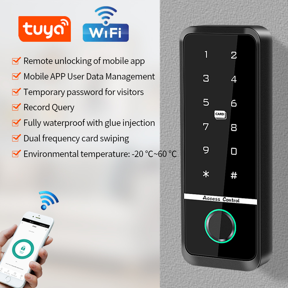 Tuya スマートドアロック指紋アクセス制御ホームセキュリティ電子ゲートオープナー RFID キーパッド生体認証数字磁気リーダー
