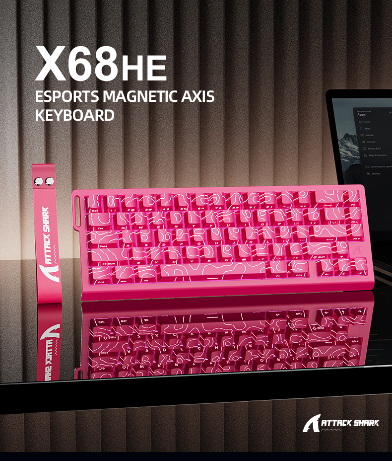 ATTACK SHARK X68HE 磁気キーボード レッド 有線メカニカル プロゲーム用 0.01mm ラピッドトリガー 8000Hz SOCD/Rs 0.125ms 128K レート