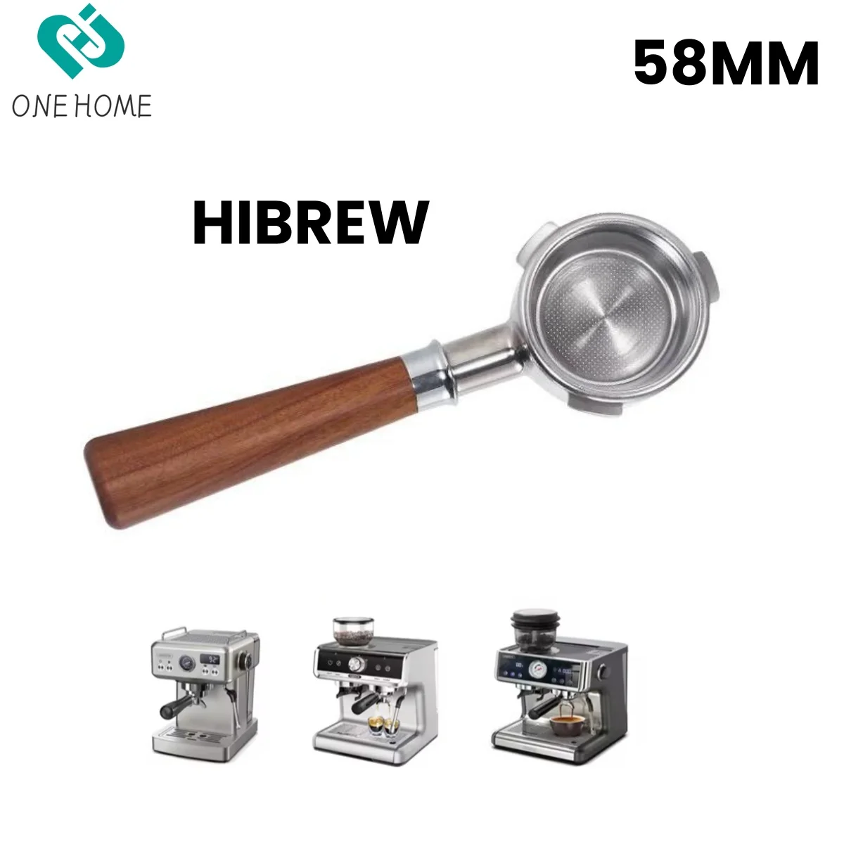 58mm 3 耳底なしポルタフィルター バスケット付き (18g) Hibrew H13/Hibrew H7A /Hibrew H10A コーヒーマシン用 - ステンレススチール